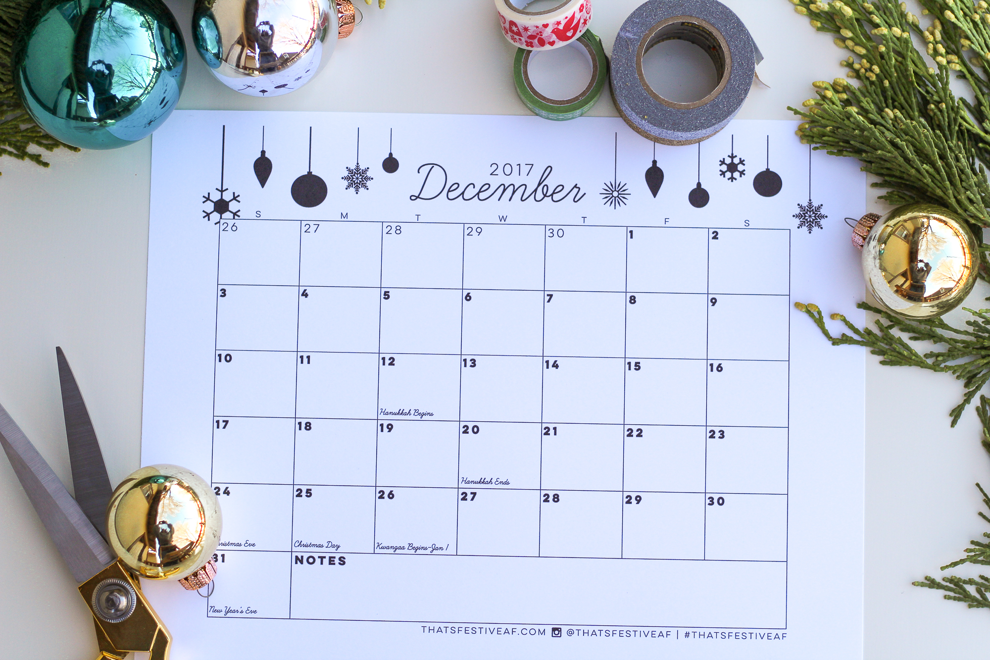 free printable december 2017 calendar