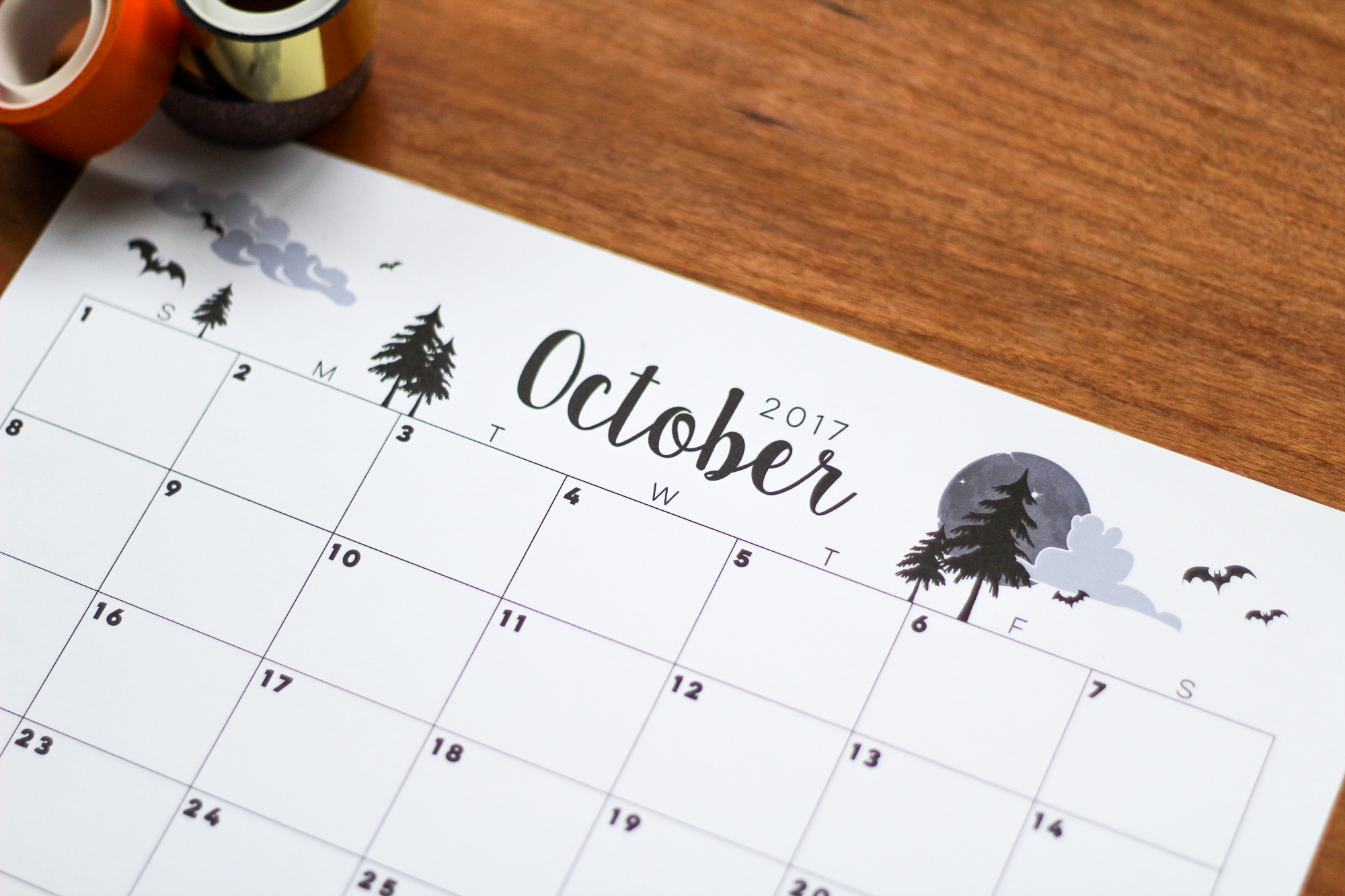 free printable october 2017 calendar