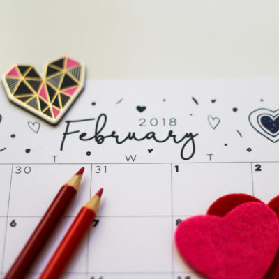 Free Printable February 2018 Calendar Valentine's Day Design Hearts